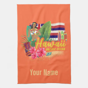 Hawaii Hula Dancer Retro Pacific Vintage Souvenir Tea Towel