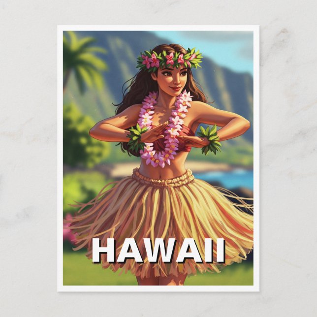 Hawaii Hula Dancer Travel Postcard (Front)