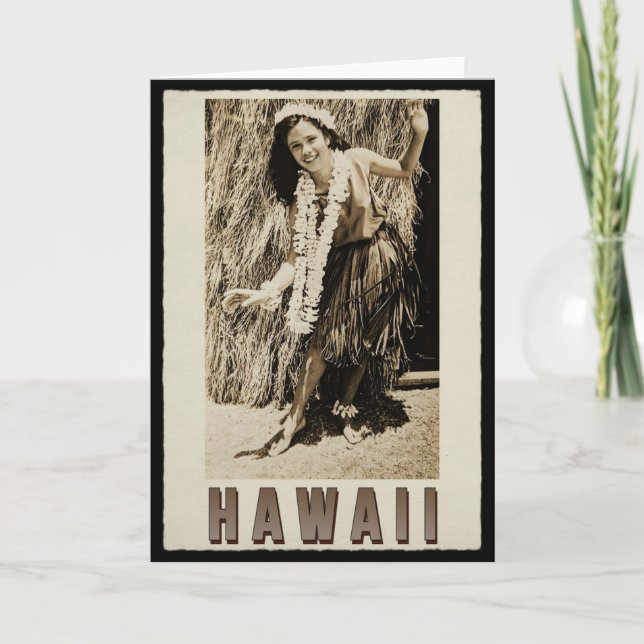 Hawaii Hula Girl  Vintage Photo  Card (Front)