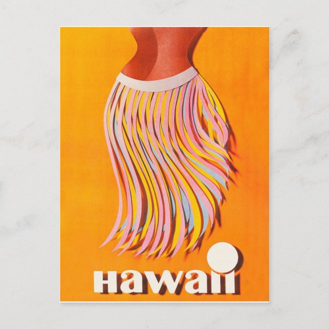 Hawaii, hula girl, vintage travel postcard (Front)