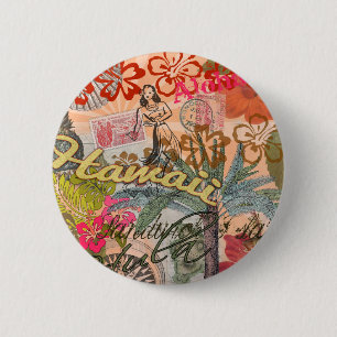 Hawaii Hula Travel Flower Vintage 6 Cm Round Badge