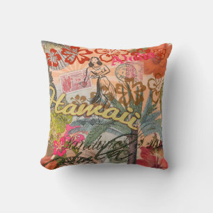 Hawaii Hula Travel Flower Vintage Cushion
