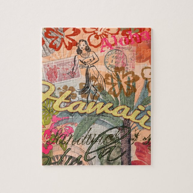 Hawaii Hula Travel Flower Vintage Jigsaw Puzzle (Vertical)