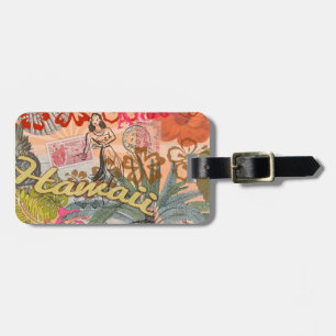 Hawaii Hula Travel Flower Vintage Luggage Tag