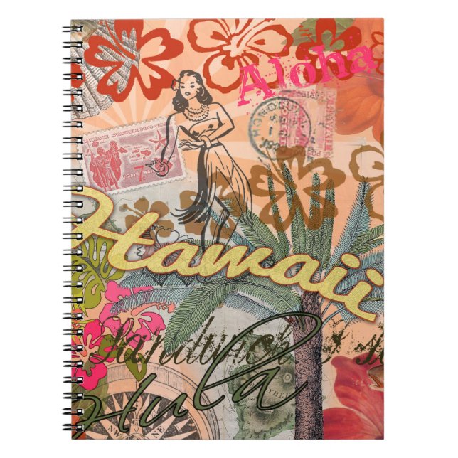 Hawaii Hula Travel Flower Vintage Notebook (Front)