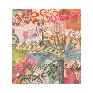 Hawaii Hula Travel Flower Vintage Notepad