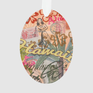 Hawaii Hula Travel Flower Vintage Ornament