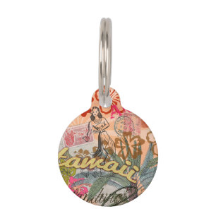 Hawaii Hula Travel Flower Vintage Pet Tag