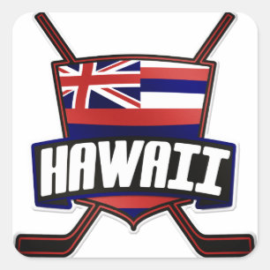 Hawaii Ice Hockey Flag Logo Square Sticker