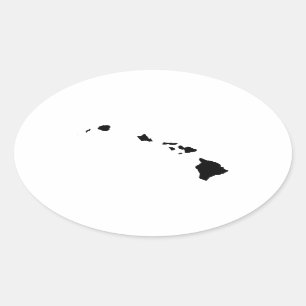 Hawaii in Black and White Oval Sticker