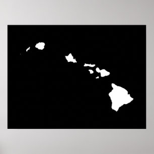 Hawaii in White and Black Poster