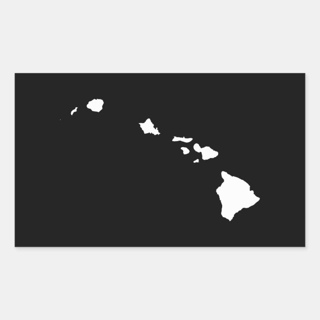 Hawaii in White and Black Rectangular Sticker (Front)
