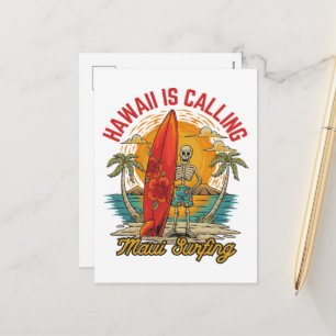 Hawaii Is Calling Maui Surfing Island Vibes Holiday Postcard