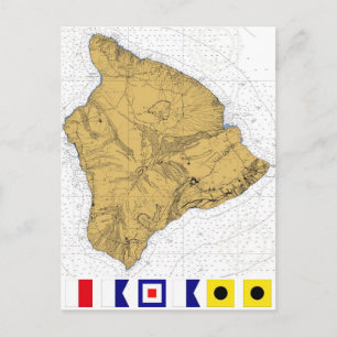 Hawaii Island nautical chart postcard