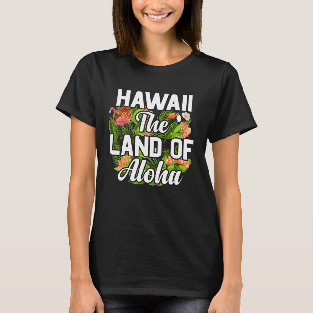 Hawaii island of sun beach waves and palm trees T-Shirt (Front)