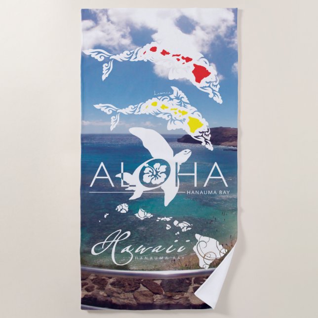 Hawaii Islands Aloha Beach Towel (Front)