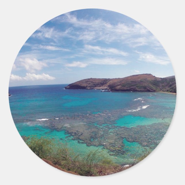 Hawaii Islands and Hanauma Bay Classic Round Sticker (Front)