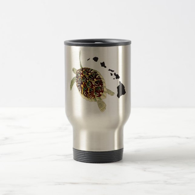 Hawaii Islands and Hawaii Turtle Travel Mug (Center)