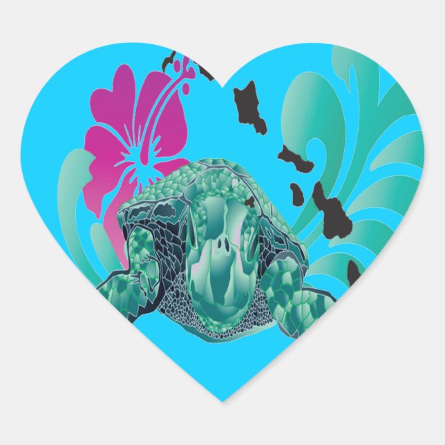 Hawaii Islands Heart Sticker (Front)