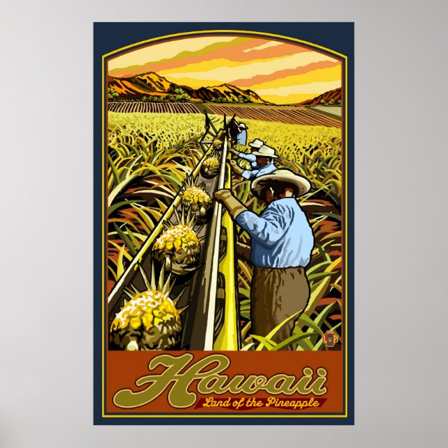 Hawaii Islands - Pineapple Harvest Travel Poster (Front)