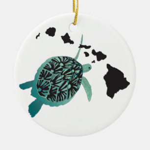 Hawaii Islands Turtle Ceramic Ornament!  Tree Decoration
