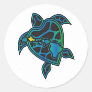 Hawaii Islands Turtle Classic Round Sticker