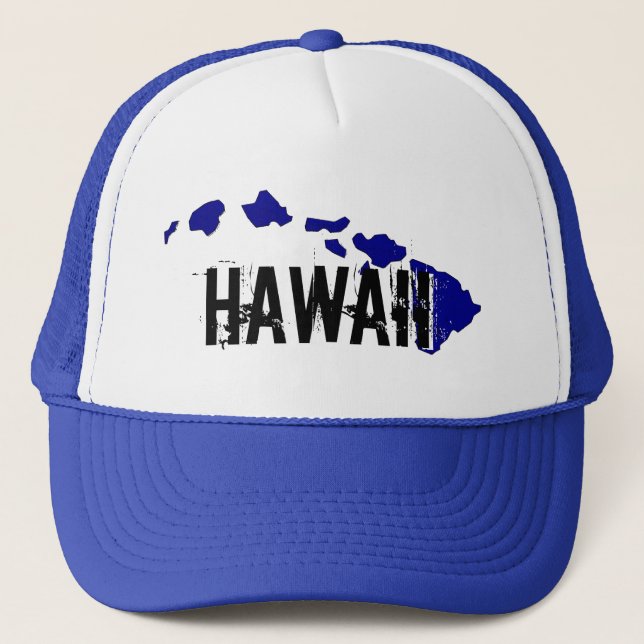 Hawaii islands white blue hat (Front)