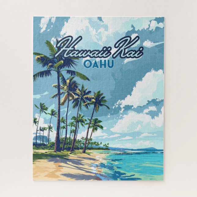 Hawaii Kai Honolulu Oahu Hawaii Retro Jigsaw Puzzle (Vertical)
