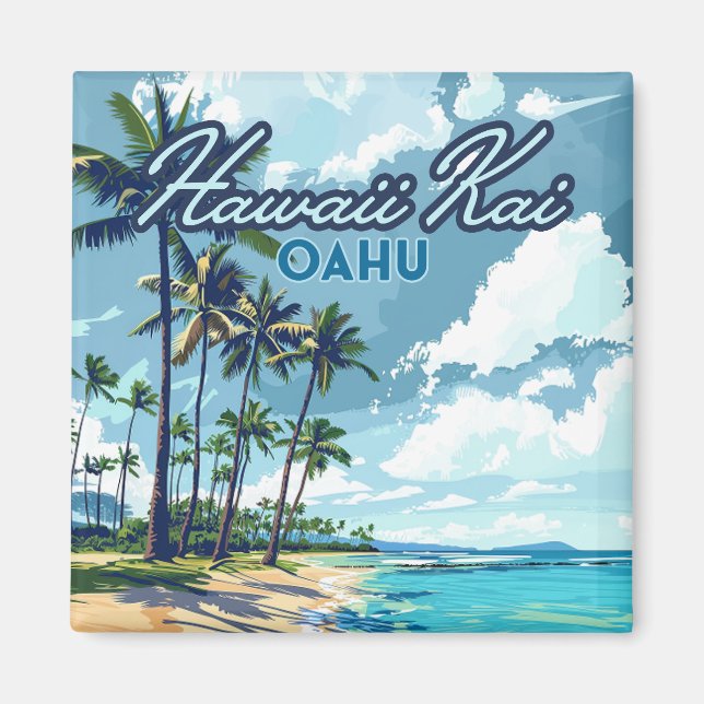 Hawaii Kai Honolulu Oahu Hawaii Retro Magnet (Front)