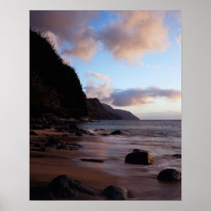Hawaii, Kauai, A view of Na Pali Coast from Ke'e Poster