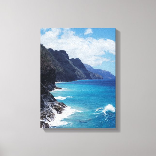 Hawaii, Kauai, Waves from the Pacific Ocean Canvas Print (Front)