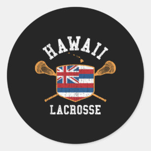 Hawaii Lacrosse Vintage Aloha State Flag Lax Tee Classic Round Sticker