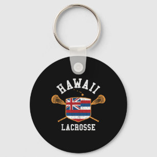 Hawaii Lacrosse Vintage Aloha State Flag Lax Tee  Key Ring