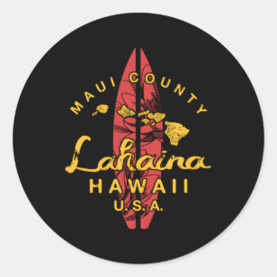 Hawaii Lahaina Maui Hawaiian Islands Surf Classic Round Sticker