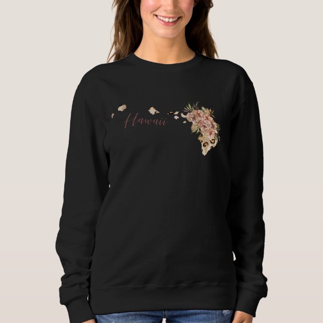 Hawaii Leopard Pattern Map Leo State Of Hawaii Sweatshirt (Front)