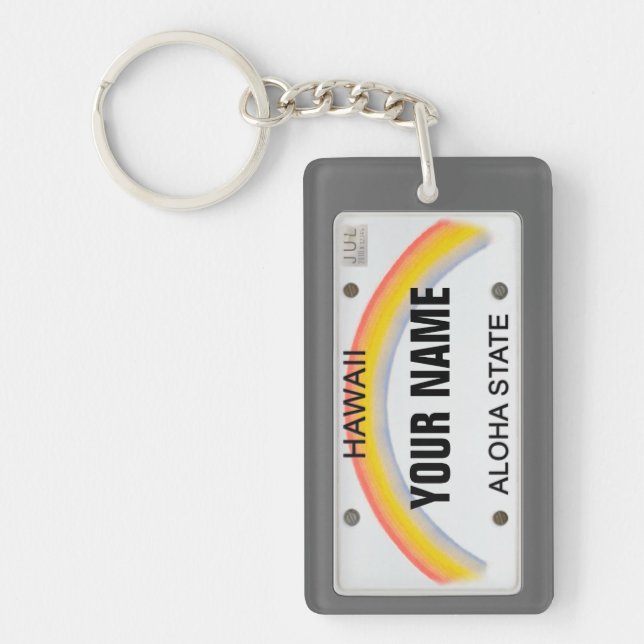 Hawaii License Plate (customisable) Key Ring (Front)