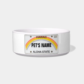Hawaii License Plate with Pet's Name Bowl