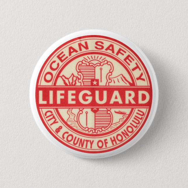 Hawaii Lifeguard Logo 6 Cm Round Badge (Front)