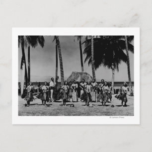 Hawaii - Line of Hula Girls Dancing Postcard