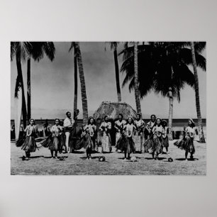 Hawaii - Line of Hula Girls Dancing Poster