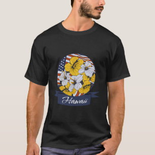 Hawaii Local Hawaiian Hibiscus Patriotic Usa Flag T-Shirt