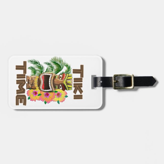 Hawaii Luau Tiki Time Luggage Tag (Front Horizontal)
