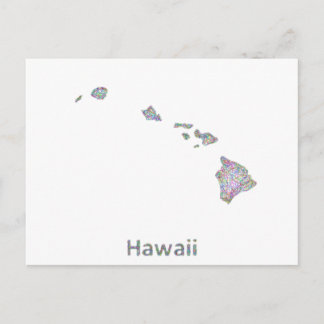 Hawaii map postcard