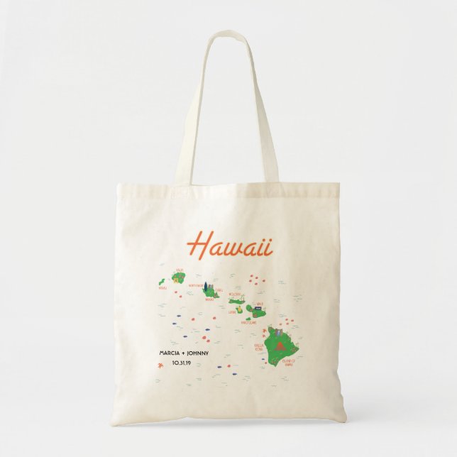 Hawaii Map Tote Bag (Front)