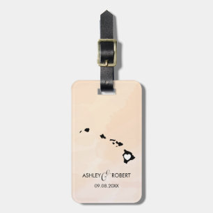 Hawaii Map Wedding Luggage Tag, Couple's Name Tag
