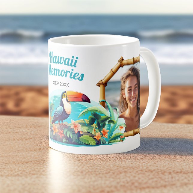 Hawaii Memories Photo Collage Souvenir Coffee Mug (Hawaii Memories Tropical Souvenir Coffee Mug. Customize it with your own cherished moments.)