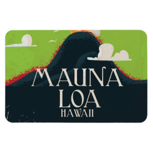 Hawaii Mount Loa Volcano Travel Poster Magnet