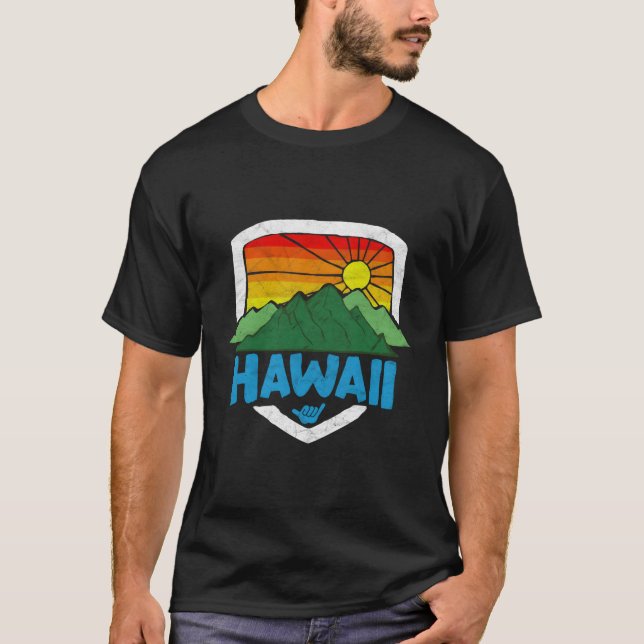 Hawaii Mountain And Rainbow Sky Beach T-Shirt (Front)