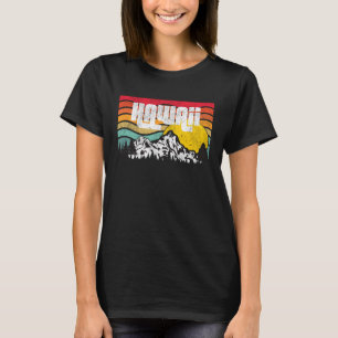 Hawaii Mountains Volcanos Forests Vintage Sunset R T-Shirt