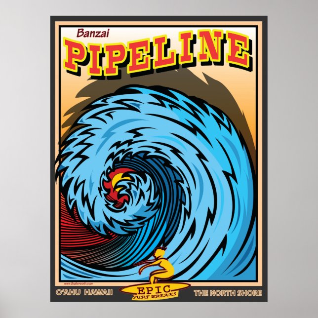 HAWAII NORTH SHORE SURFING POSTER (Front)